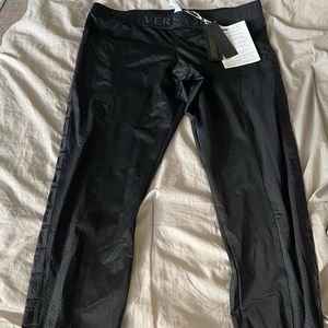 Versace Gym leggings size L / 5 mesh black greca
